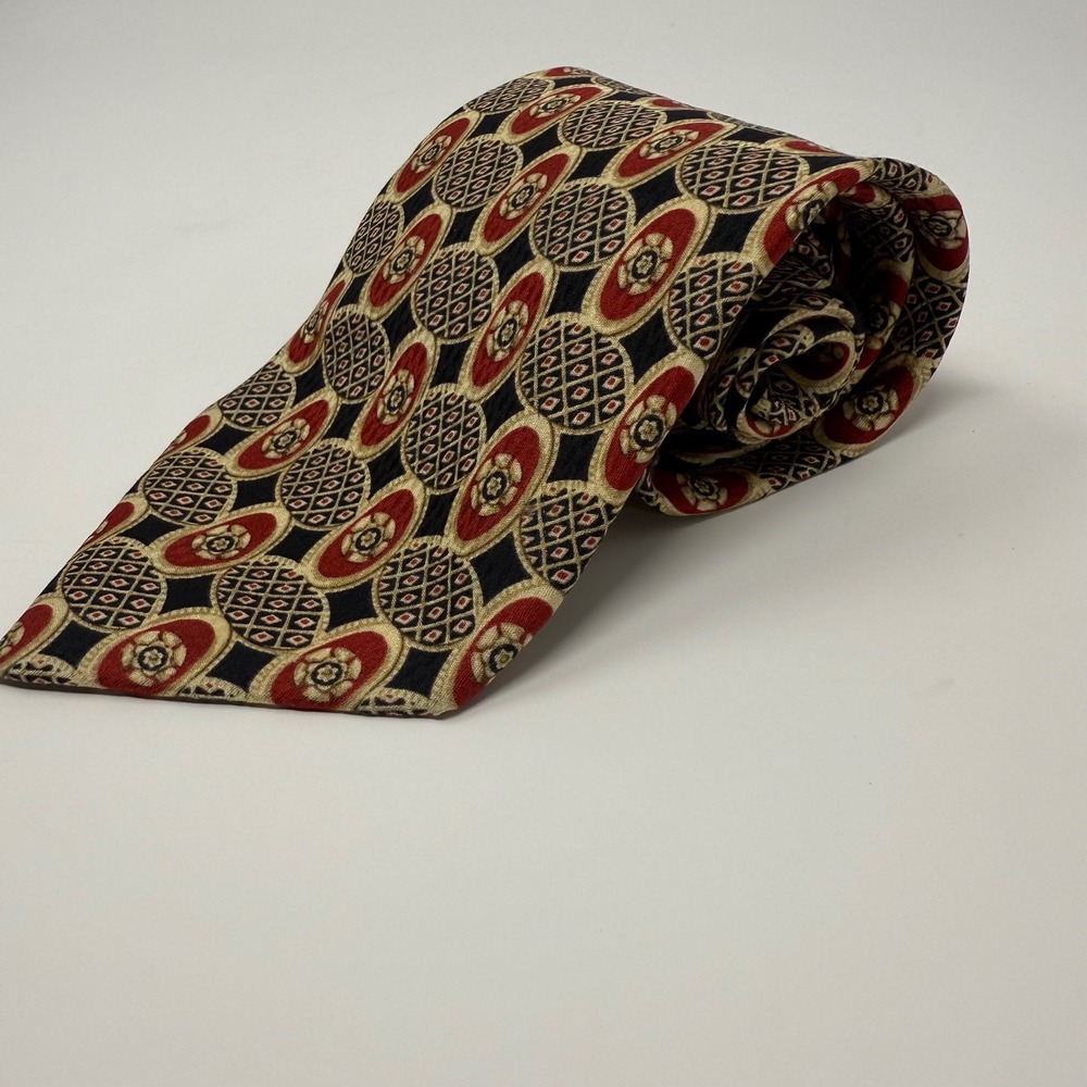 Canali Milano Necktie 100% Silk‎ Geometric Floral Pattern Italy Made Men's - Picture 2 of 5